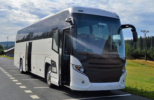 leather seats in a charter bus